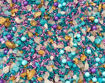 Under the Sea / Mermaid Sprinkle Mix - Blue, Purple & Gold Sprinkle Blend