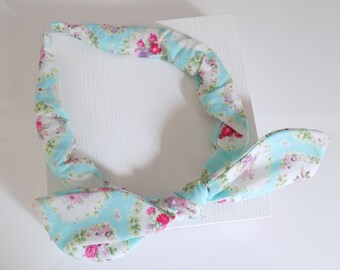 Floral Dolly Bow Headband - Knotted Bow Headband - Riveter Headband