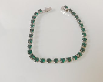 Vintage Green Rhinestone Bracelet