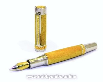 Wooden Fountain Pen handmade in Yellowheart Wood. Ideal & luxury gift for Birthday, Mothers Day etc. Gift for him, gift for her. #13