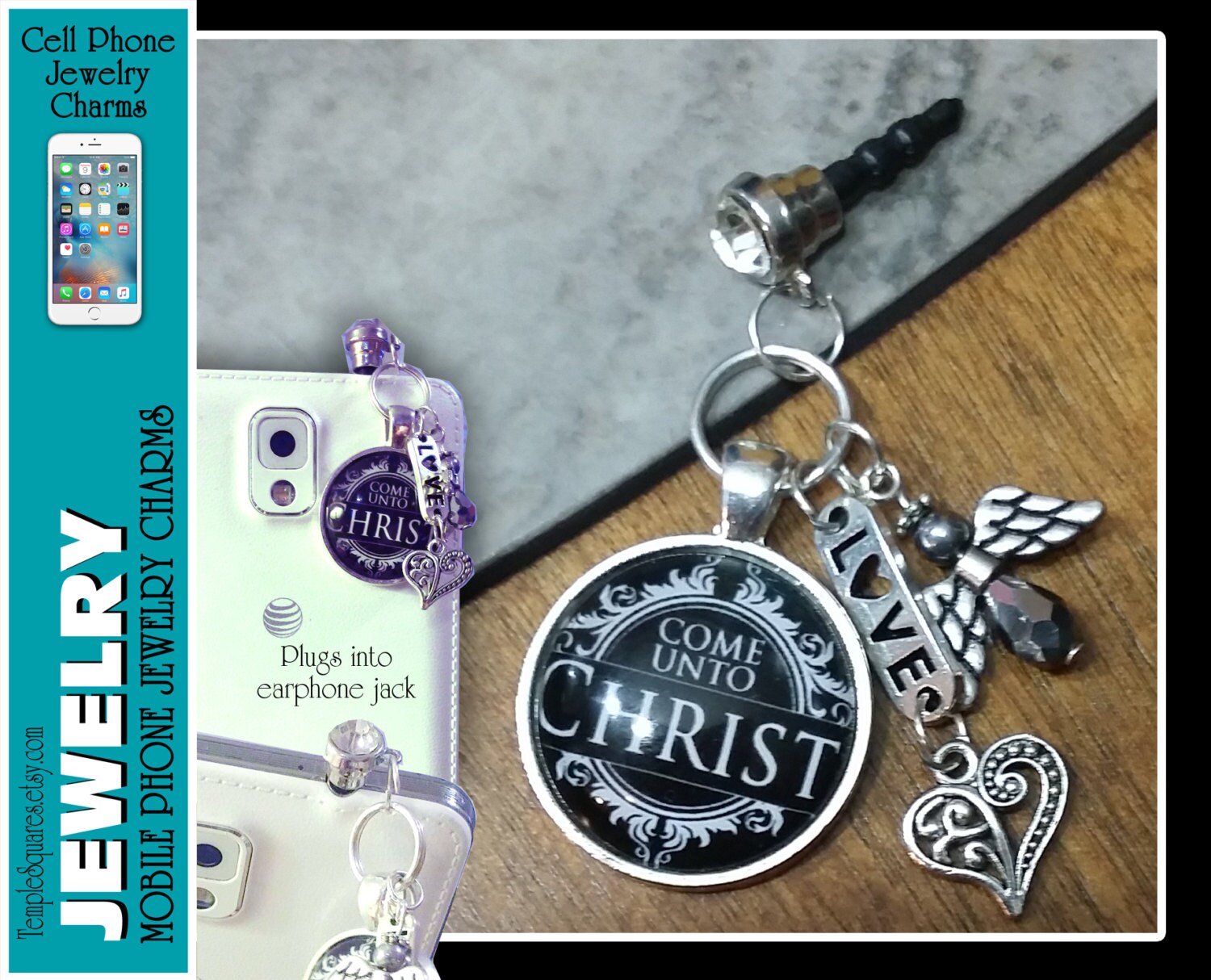 Cell Phone Mobile Phone Jewelry Charms. Come Unto Christ