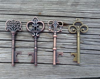 50+ Assorted Key Bottle Openers, Bulk Skeleton Key Wedding Favors, FREE Tags & Twine!