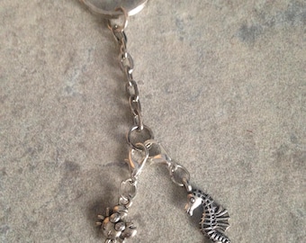 Handmade Seahorse and Crab Keychain