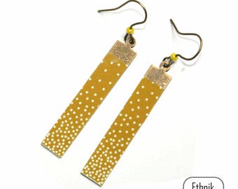 Earrings yellow mustard with polka dots