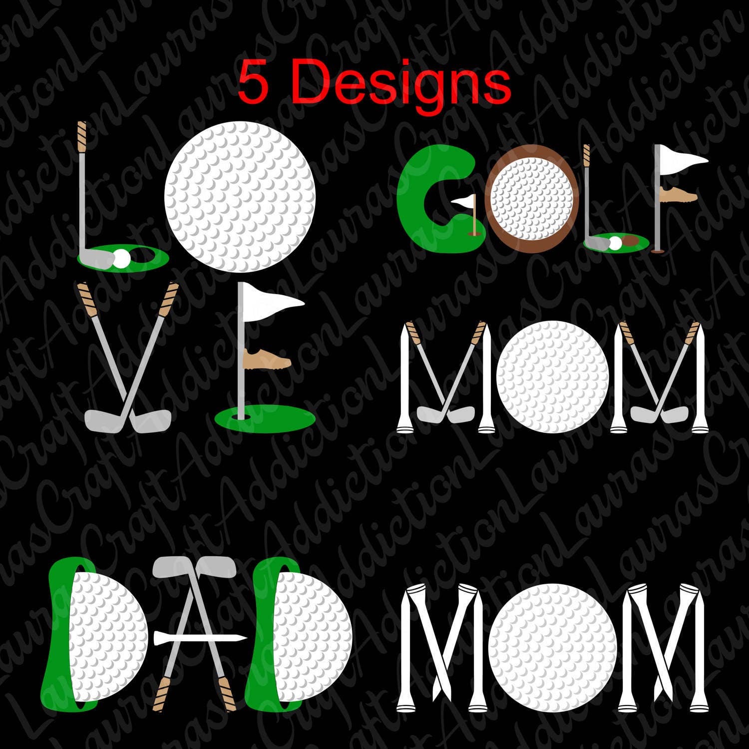 Download 5 Dad Golf Mom Love designs svg dxf pdf cut files