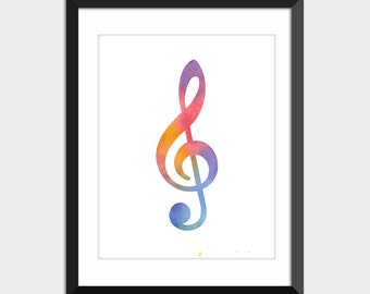 watercolor treble clef