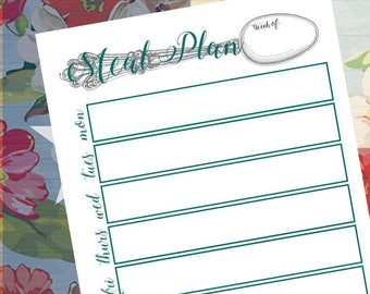 Weekly Meal Planner, Meal Planning Printable, Menu Planner Printable, INSTANT DOWNLOAD