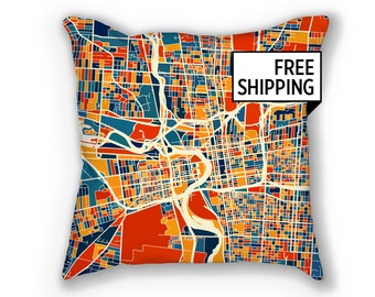 Columbus Map Pillow - Ohio Map Pillow 18x18