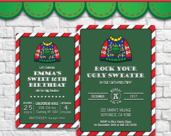 Ugly Sweater Invitation - PDF JPG DOC Instant Download Printable Digital File