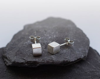 Sterling Silver Solid Cube Earrings ~ earrings, silver,birthdays, silver earrings, studs, modern, minimal, cube, geometric