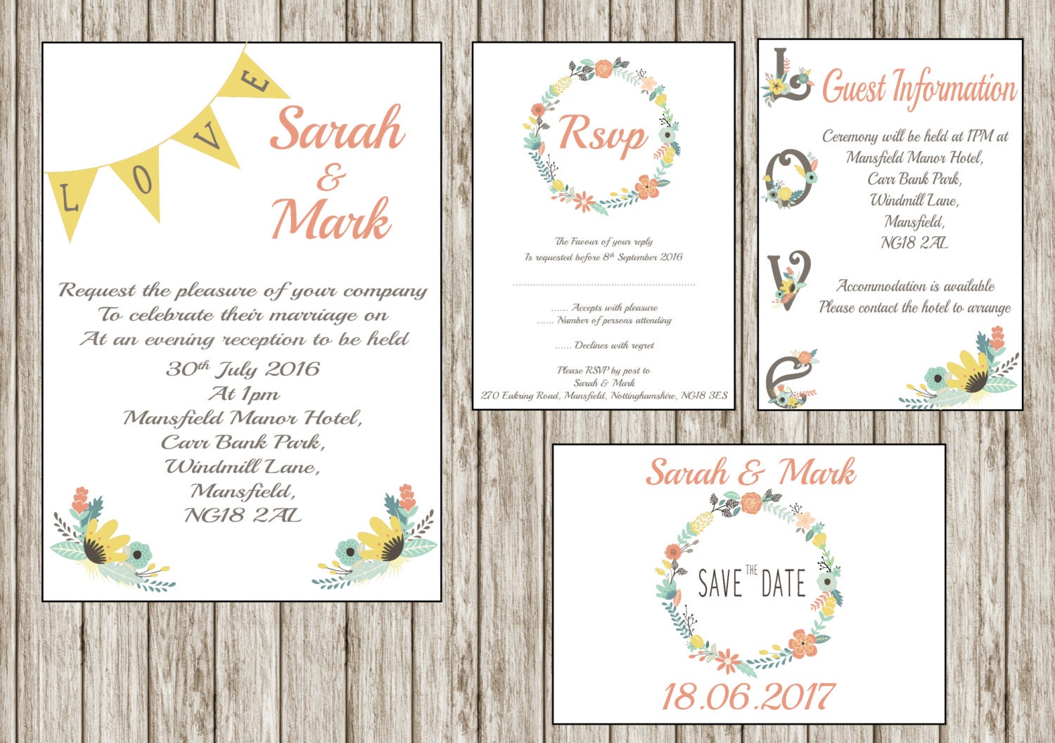 yellow love invitation printable wedding invitation set floral
