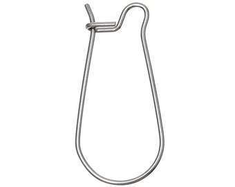 50 Stainless Steel KIDNEY EARRING WIRES, Metal Kidney Ear Wires (25 pairs), 1" long, fin0456b
