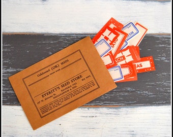 Vintage Gummed Label Assortment - Marking Labels - Vegetable Fruit Labels