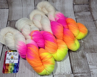 hand dyed yarn DK/ sock/ double knitting yarn/ merino/ nylon 'Peaceful Rave' UK indie dyer/ crochet/ knitting/ yarn wool