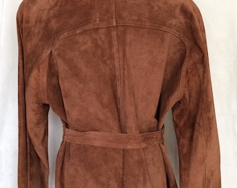 Suede Jacket,Belted,3 buttoned,Dark Copper Color,Medium