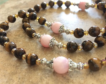 Tiger's Eye Gemstone Rosary, Personalized Rosary, Semi-Precious Rosary, Brown Bead Rosary, Large Catholic 5 Decade Rosary