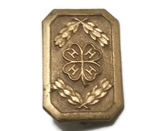 Tiny Art Deco 4 Leaf Clover Pin Gold Shamrock Brooch Good Luck Vintage St Patricks Day Lucky Clover Irish Luck Jewelry Gift 4H Club Charity