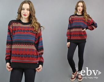 Southwest Sweater Oversized Knit Oversized Sweater Men's Sweater Women's Sweater 90s Sweater Tribal Sweater 90s Jumper Pullover S M L
