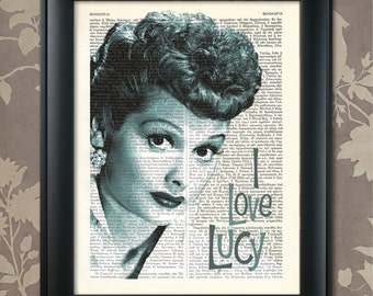 I love Lucy, Lucille Ball print, Lucille Ball art, Lucille Ball poster, Lucy wall art, Lucille Ball Decor, Lucy Dictionary Art