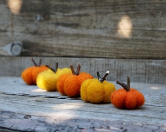 Dollhouse pumpkins miniature pumpkins Orange pumpkin little pumpkin set of 5 Tiny wool pumpkins Autumn decor Felted halloween Thanksgiving