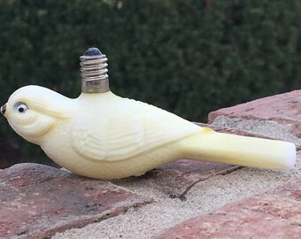 Vintage Little Yellow Bird Shaped Figural Light Bulb Christmas