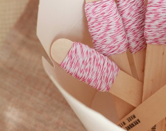 9m of Hot Pink and White Bakers Twine