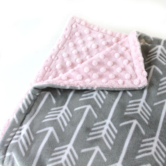 Personalized Baby Blanket Mini Baby Blanket Girl - Baby Lovey Gray Arrow Minky Baby Blanket Arrow Baby Blanket / Minky Burp Cloth Baby Gift