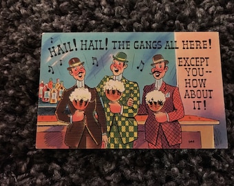 Vintage Postcard - The Gangs All Here