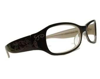Vintage Black Horn Rim Cateye Eyeglasses Eyewear Frame