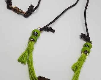 small pipe on green Necklace