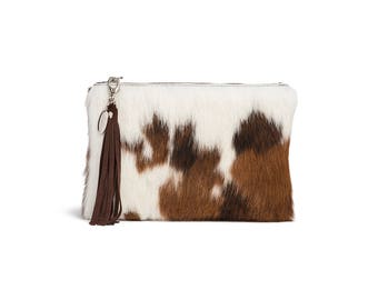 Cow hide Clutch | Cow hide Brown Leather Clutch | Handmade Unique Clutch