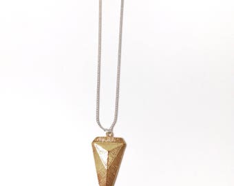 Mixed metal tusk triangle simple necklace minimal geometric