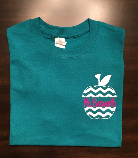 teacher shirt apple teaching chevron personalized