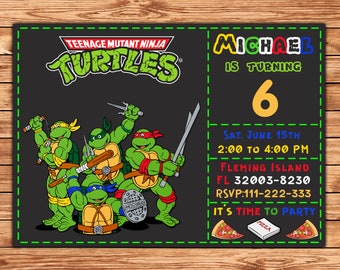 Ninja Turtle Invitation, Ninja Turtles Party, TMNT invitation, Teenage Mutant Ninja Turtle invitations, TMNT Birthday Invitation