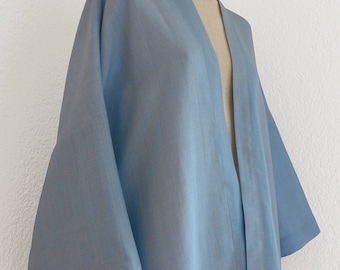 light blue linen kimono