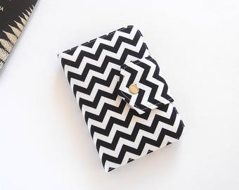 Passport Wallet, Passport Holder, Travel Wallet, Travel Organizer in Black and White Chevron, for 2 or 4 Passports - MADE TO ORDER