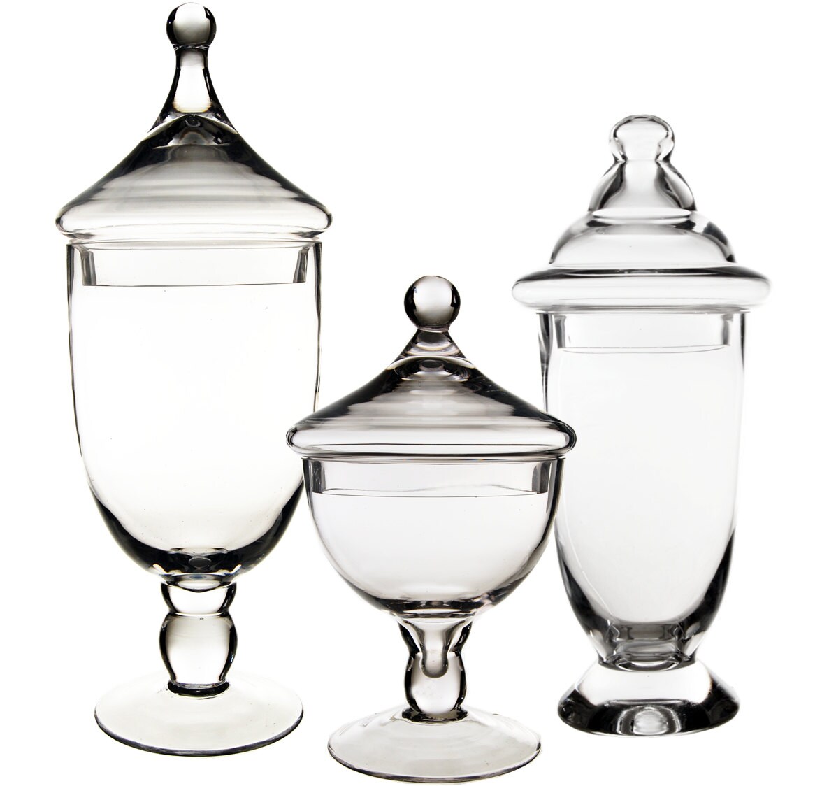 Apothecary Jar Glass Candy Buffet Jar Set of 3 pcs.