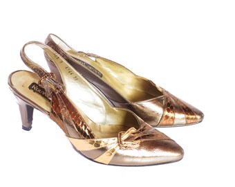 Vintage gold stiletto heels UK 5