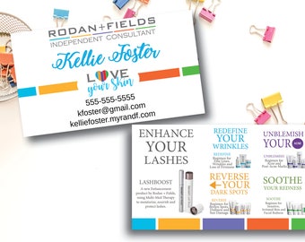 Rodan and Fields Business Card / Printed / Rodan + Fields Busines Card / RF / Love Your Skin / Lashboost Regimens Description