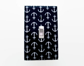 Anchor Light Switch Cover - Navy Nautical Switch Plate - Boys Nautical Nursery Decor