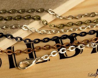 5- Rolo Style Link Chain Necklaces - 24 inch(60cm) 3mm Thick Rolo necklaces