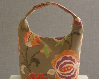 Large Insulated Lunch Bag,Women Lunch Bag, Large Work Lunch Tote,Insulated Work Lunch Bag,Reusable Lunch Bag, Whimsical Flowers on Brown