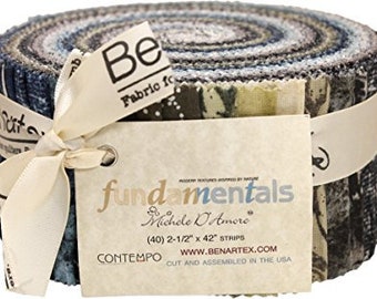 Benartex "Fundamentals" by Michele Dotmore, Roll Up, Jelly Roll, 40 Fabric Strips, Fabric Bundle, Rolie Polie