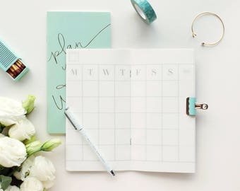 Monthly / Weekly Insert for Traveler's Notebook / Midori Inserts / Fauxdori Inserts - Regular size Insert