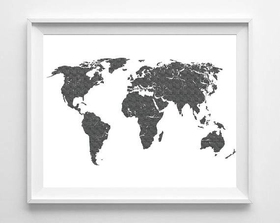 World map print printable black white wall art 11x14 World map print printable black white wall art 11x14