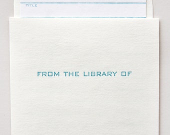 library card and pocket set - letterpress printed