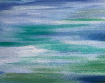 Pond Reflections - Original Abstract Oil Painting on Canvas with Varnish Finish, Beautiful water and pond reflections