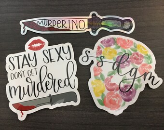 Murderino Sticker Bundle | My Favorite Murder Holographic and Transparent Sticker | MFM Podcast