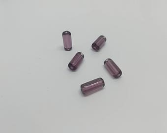 Set of 5 beads purple rose Lampwork Glass Bead
