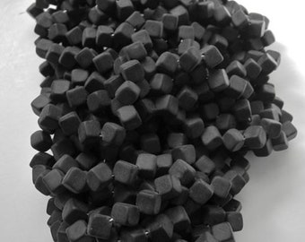 100 Corner-Drilled Bead - Czech Glass - Matte Black - 8 mm - 2.2 oz